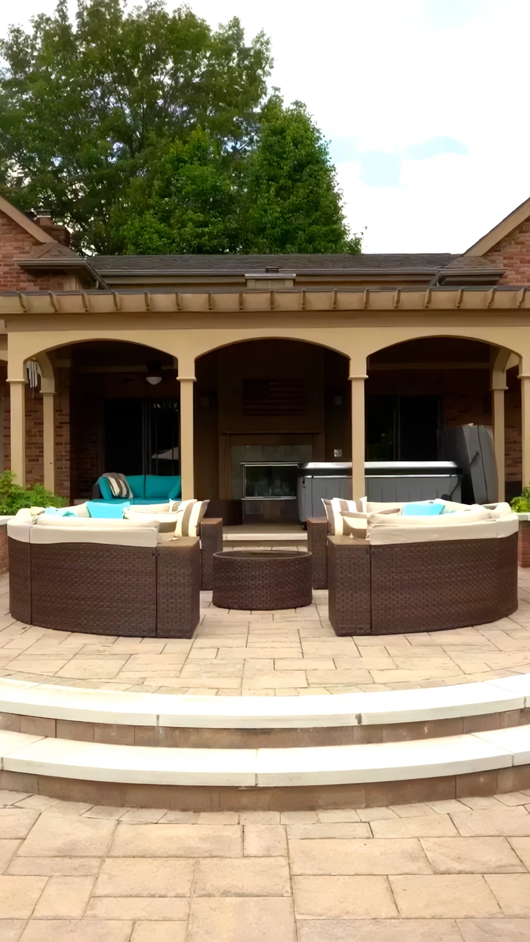 Custom residential pool at dusk with balanced clear water and stone coping in Cumming, GA.