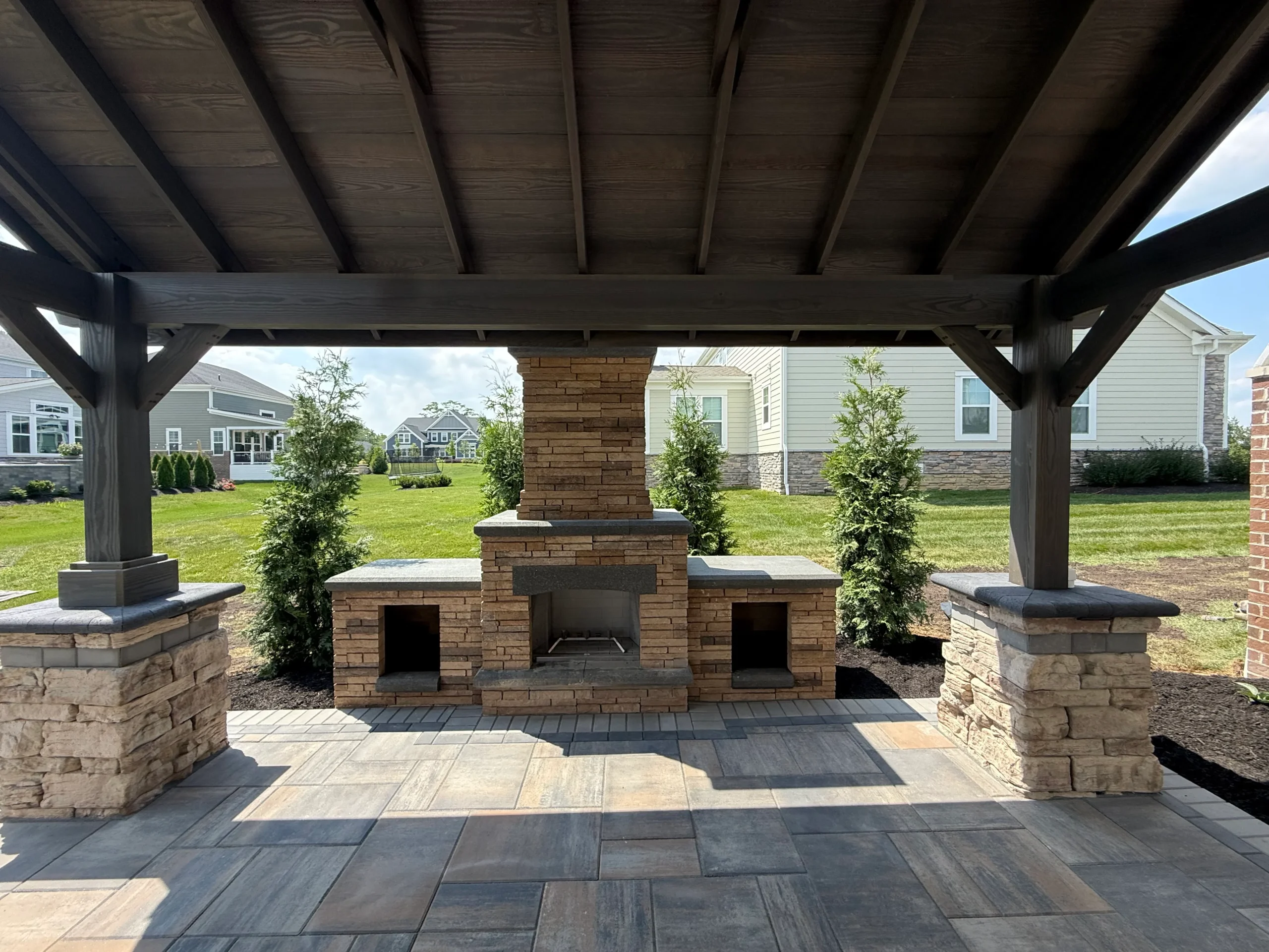 Paver deck surround on a residential pool remodel project in Marietta, GA