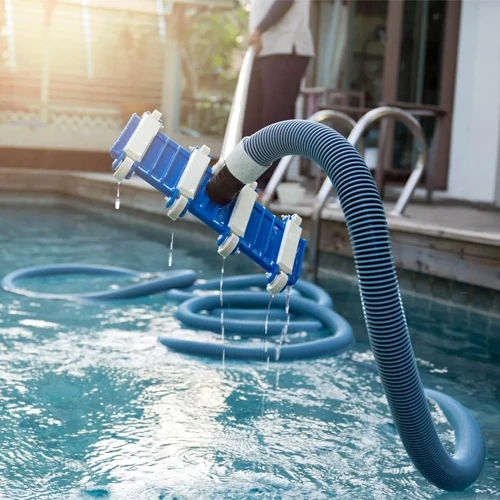 Pool equipment pad repair showing variable-speed pump drive housing open during service, Alpharetta GA